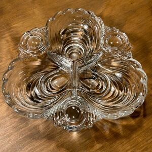 Vintage Cambridge Caprice Clear Crystal Glass Divided Candy Relish Bowl Dish